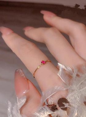 钛钢不掉色极细素圈戒指女彩钻百搭日常叠戴个性时尚食指戒指环