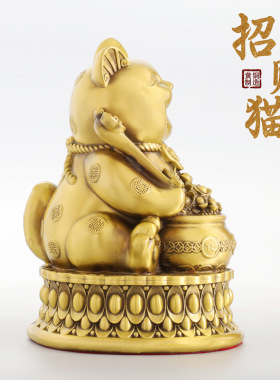 铜招财猫发财猫招手业收银摆件