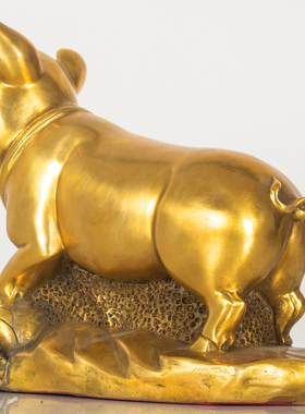 纯黄铜生肖猪铜猪摆件