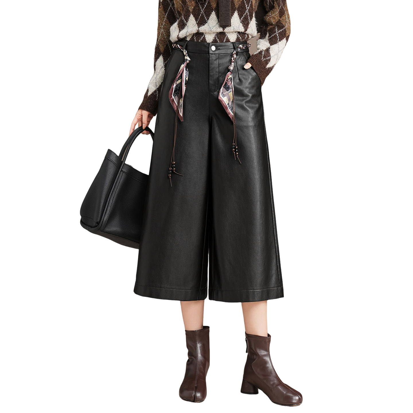 绵羊皮裤宽松八分裤阔腿裤女小个子2025新款潮流大码显瘦裤子爆款,淘宝优惠券,粉丝福利购,淘宝优惠卷