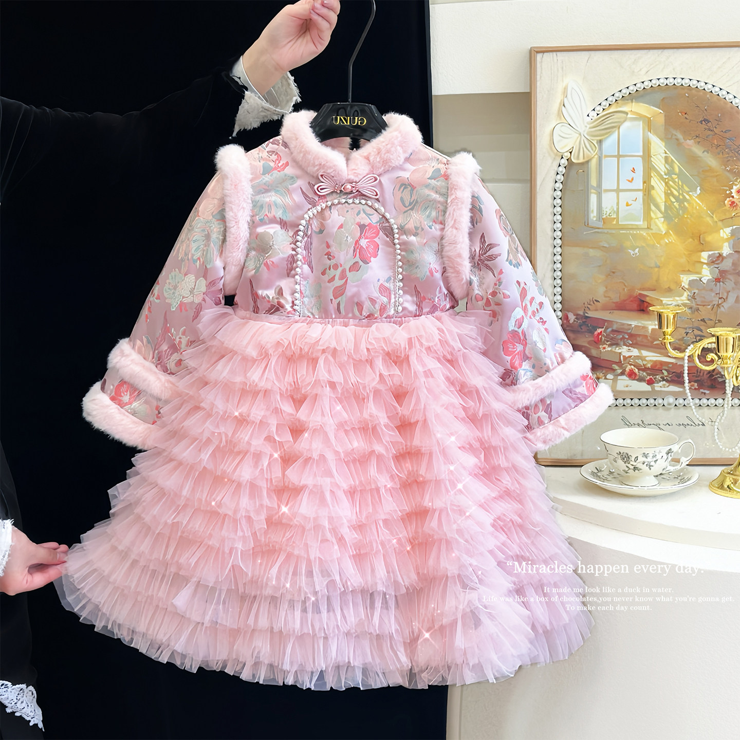 女童汉服拜年服冬装2025新款女宝宝周岁礼服裙子洋气新中式公主裙,淘宝优惠券,粉丝福利购,淘宝优惠卷