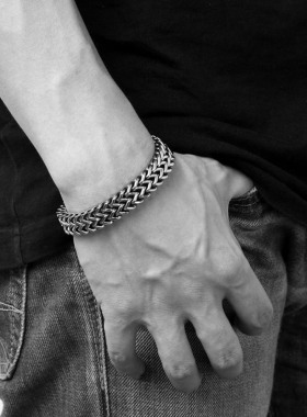 嘻哈手链个性霸气龙骨男士手镯