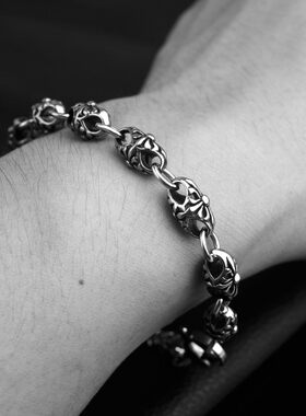 欧美复古金属男士钛钢霸气手链