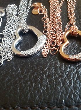 心形纯银饰品玫瑰金情人节礼物