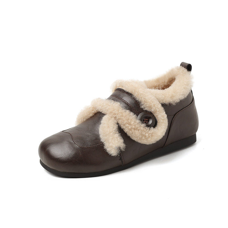 3.3cm内增高羊羔毛2025秋冬圆头中跟加绒厚小皮鞋保暖深口单鞋女,淘宝优惠券,粉丝福利购,淘宝优惠卷