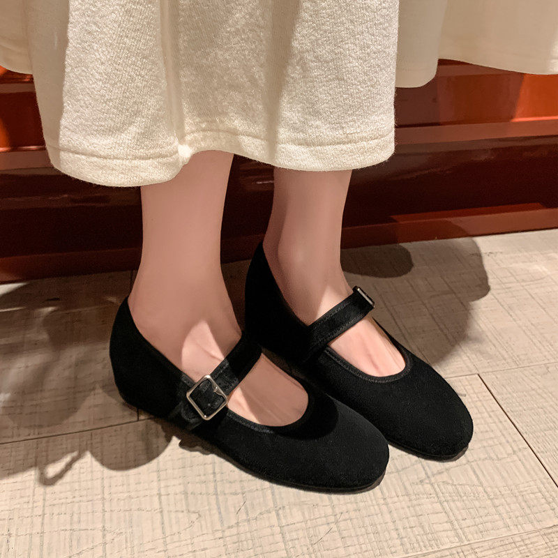 2025春夏新款低跟真皮浅口红色玛丽珍鞋女内增高平底圆头百搭单鞋,淘宝优惠券,粉丝福利购,淘宝优惠卷