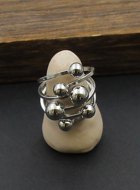 青岛外贸饰品重工款个性朋克风戒圈时尚夸张复古不规则可调节戒指