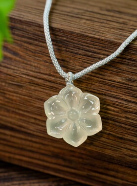 天然玉髓冰花花儿女款百搭坠项链