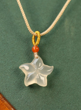 国风饰品天然玉髓星星花朵吊坠链