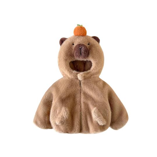 男女童冬季加厚外套2025新款儿童韩版加绒加厚卡皮巴拉毛毛衣外套