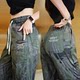 ການຄ້າຕ່າງປະເທດ ice silk pants ກິລາແມ່ຍິງ summer ບາງວ່າງຂາ tie breathable trendy workwear camouflage casual pants