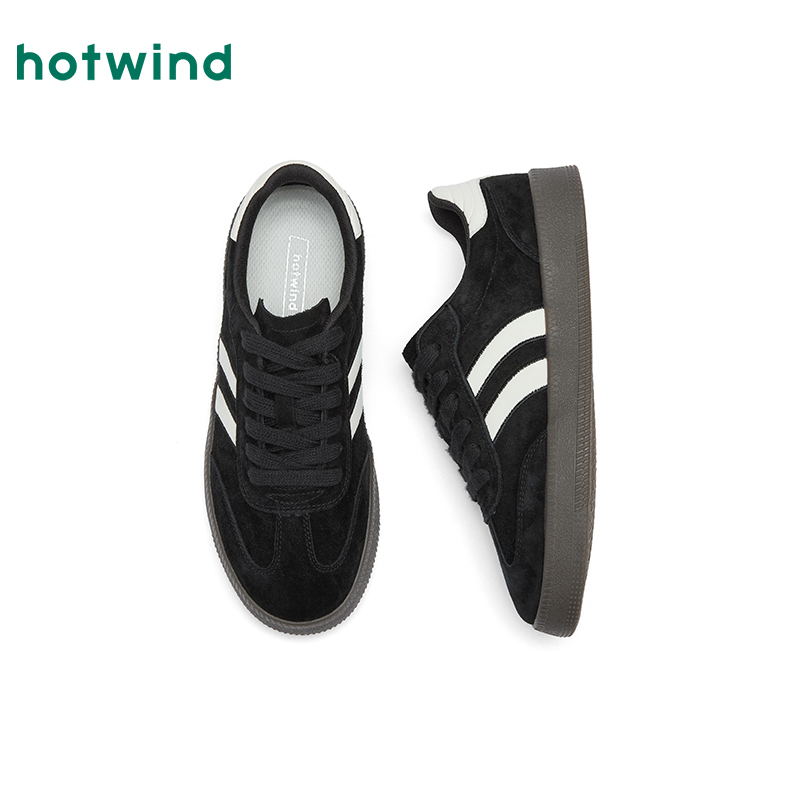 热风红色德训鞋女鞋2025年秋季新款女士运动户外休闲鞋子时尚板鞋 - 图3