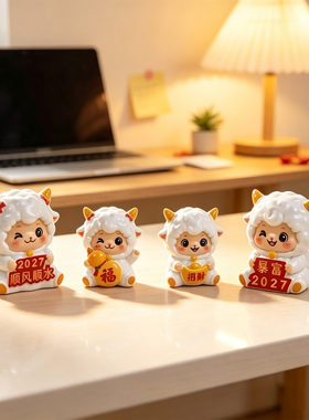 新年招财吉祥物小羊桌面摆件