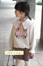 South Korean childrens clothing girl garnter clothing 2023 new foreign air girl embroidered winter clothing CUHK child dolls collar