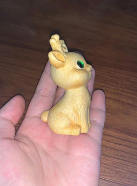 龙血竹实心雕刻一路平安小鹿纳福汽车挂件一路发招财梅花鹿手把件