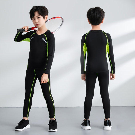 儿童运动紧身衣训练服套装秋冬篮球打底服足球速干衣两件套健身服