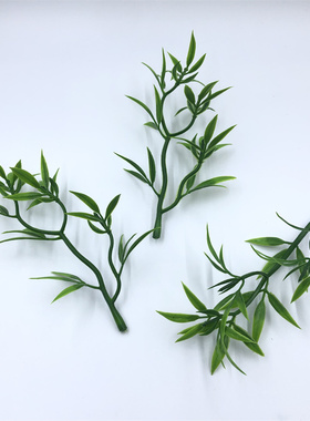 仿真竹叶创意摆盆装饰塑料绿色小竹叶刺身菜品仿真花草盆饰小叶子