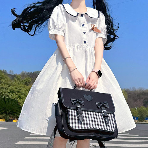 女孩12岁洋气连衣裙夏季学院风小清新短袖裙子15初中女生韩版宽松 - 图2