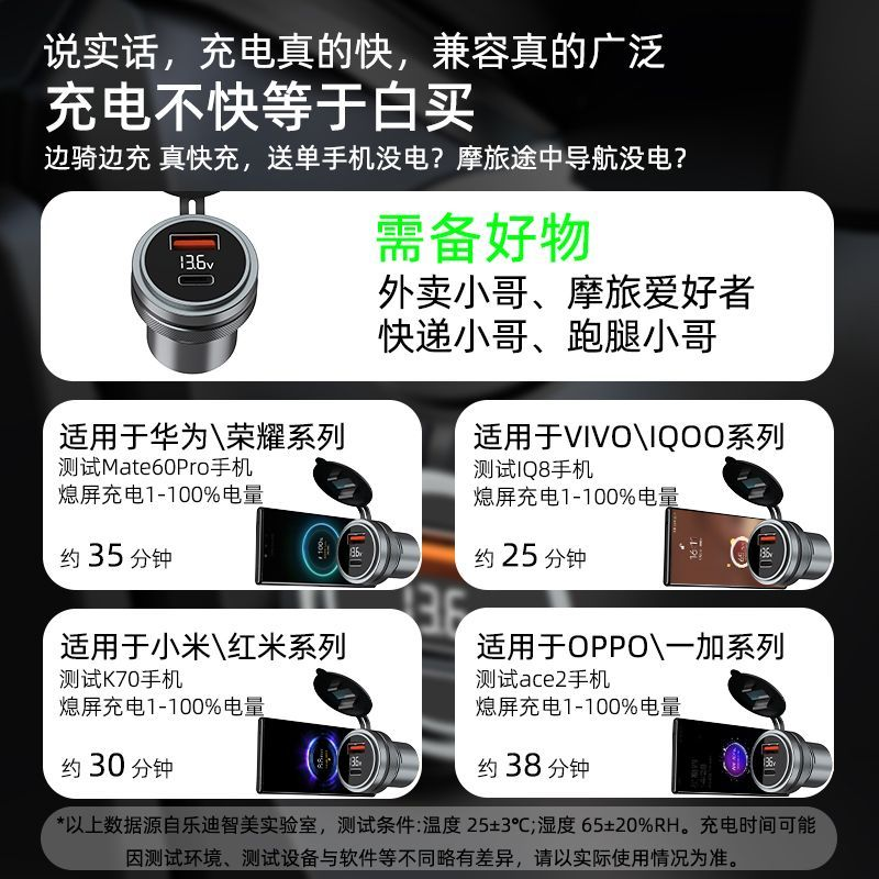 120W电动车手机充电器九号小牛改装USB转接头车充PD快充加防水66w,淘宝优惠券,粉丝福利购,淘宝优惠卷
