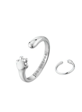 中国小动物保护协会可爱开口戒指设计创意时尚百搭萌系简约食指戒