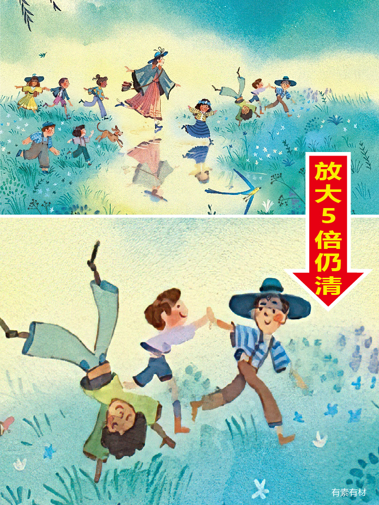 高清水彩童话趣美术艺术绘画学习临摹画芯插画jpg素材julien arna - 图0