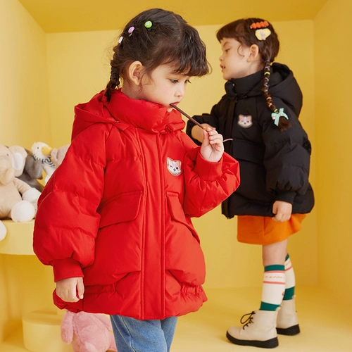 Детский длинный пуховик, милая детская куртка для девочек, коллекция 2021, средней длины, в западном стиле