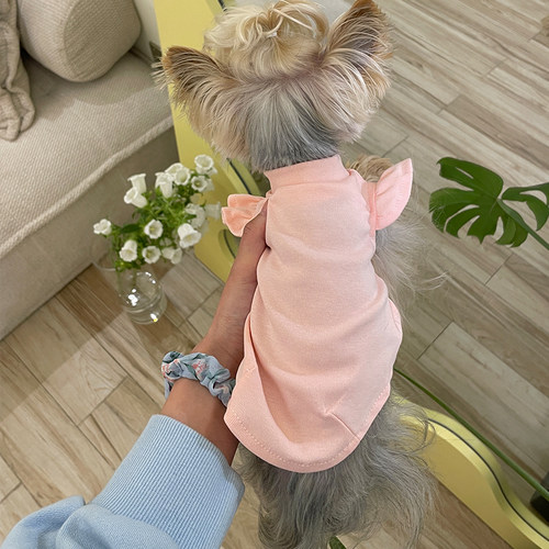 小甜粥纯棉花边背心小飞袖马尔济斯约克夏狗狗猫咪宠物衣服泰迪 - 图3