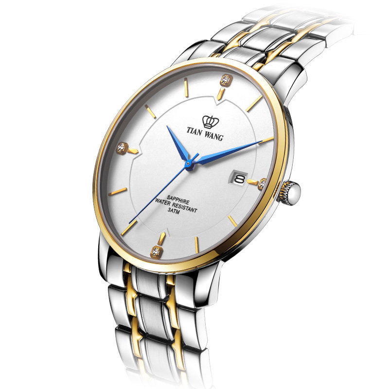 【全国专柜直发】天王表正品石英表钢带休闲腕表手表情侣腕表3947