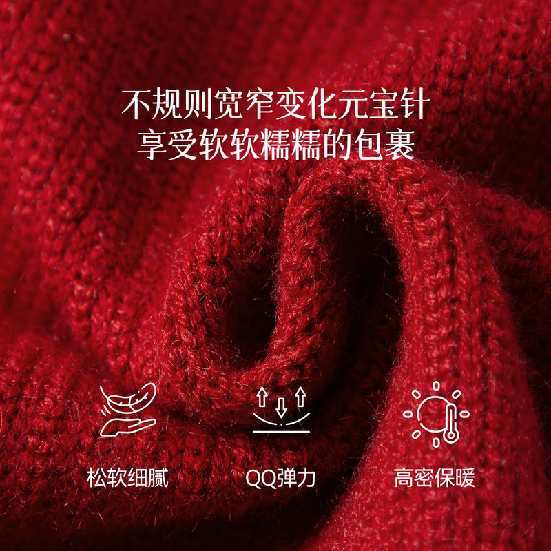 诗凡黎可脱卸毛领拉链连帽针织衫外套女2026春新款氛围感红色毛衣,淘宝优惠券,粉丝福利购,淘宝优惠卷