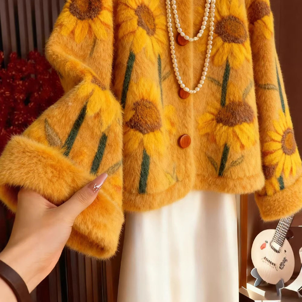 现货 独特感绝美小香风加厚毛绒提花外套女2025冬季新款毛衣,淘宝优惠券,粉丝福利购,淘宝优惠卷