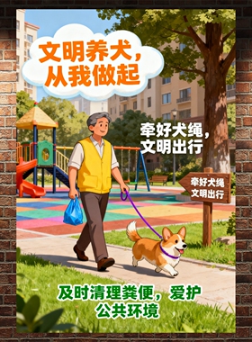 禁止拒绝高空抛物贴文明养犬海报
