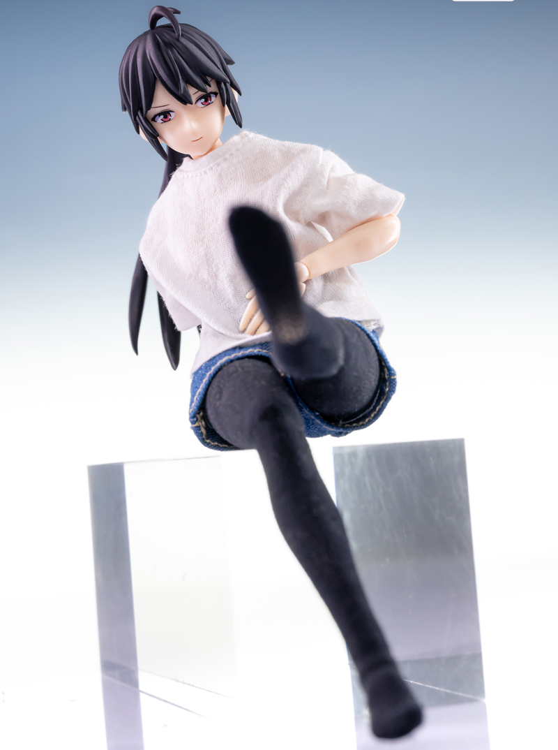 1/12兵人衣服配件figma机娘牛仔短裤T恤连裤袜tbl包胶女素体丝袜 - 图1