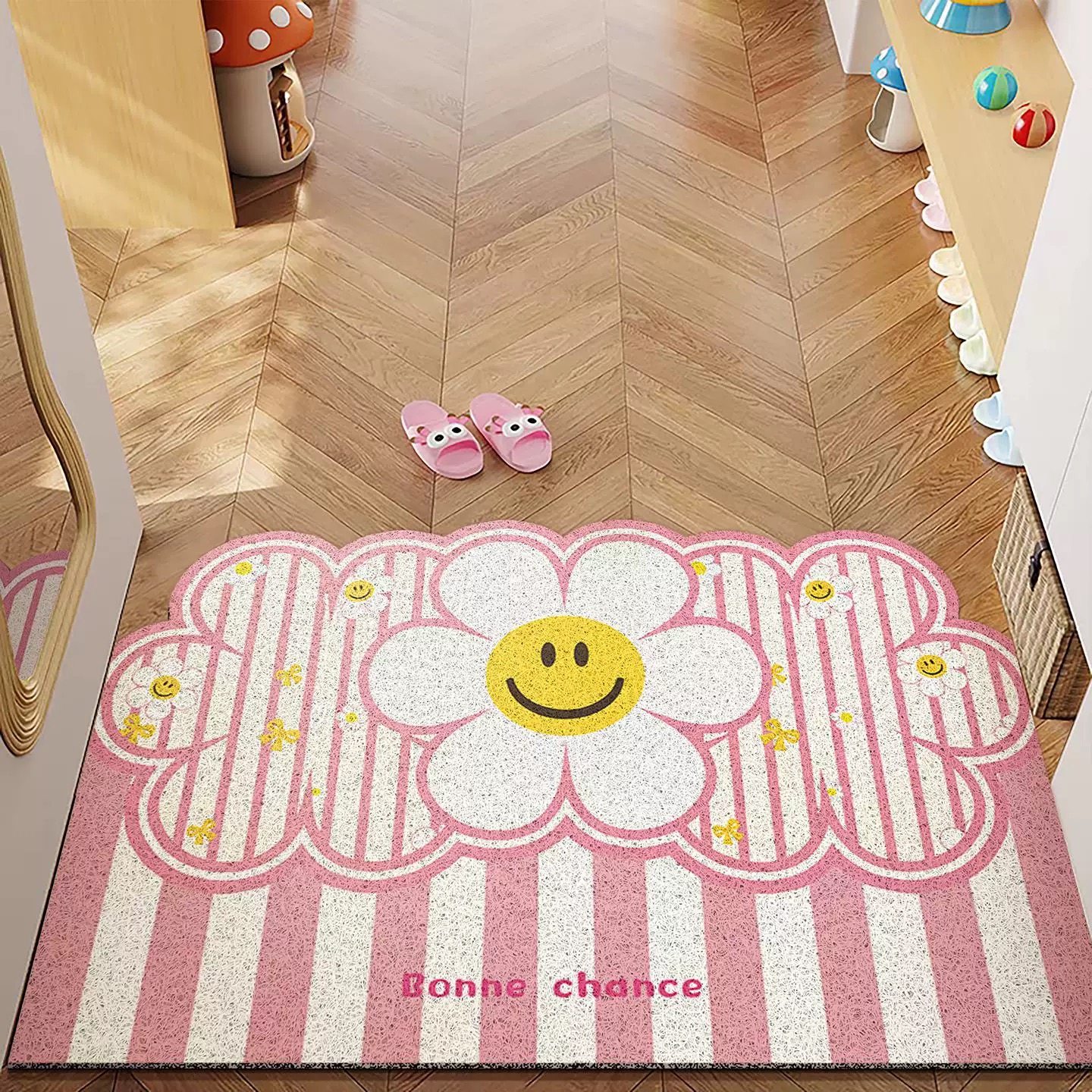 奶油风小花丝圈入户门垫玄关脚垫刮泥蹭土地垫耐脏免洗加厚可裁剪,淘宝优惠券,粉丝福利购,淘宝优惠卷