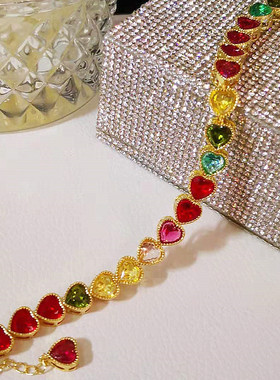 日韩风锆石圆形爱心糖果色手链