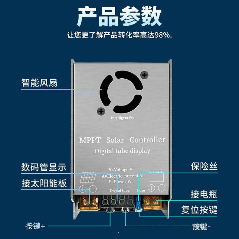24V 36V 48V 60V 72V 84V 96V 升压降压MPPT太阳能充电控制器450W - 图0