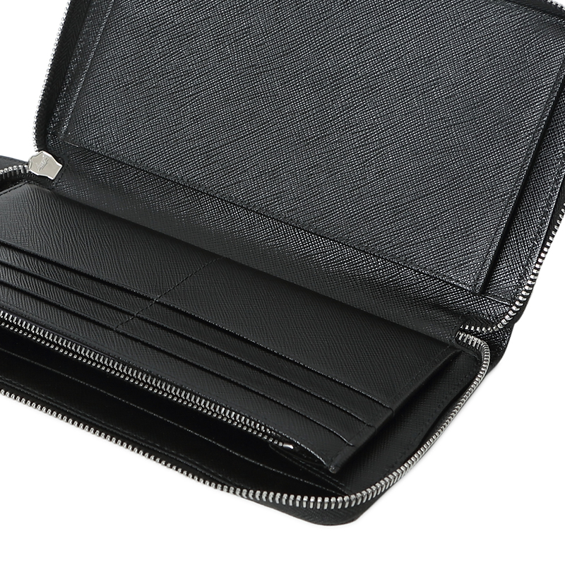 prada /普拉达男士真牛皮拉链男包 邦琦国际钱包