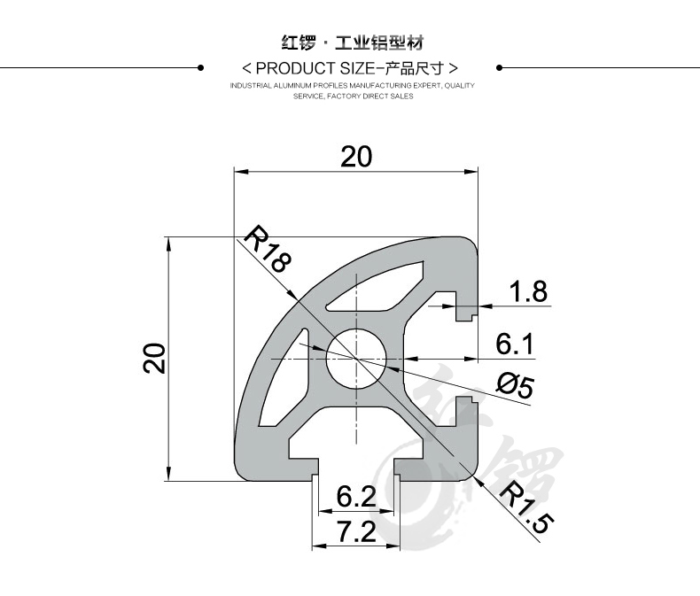 工业铝型材6630R半圆转角20R欧标铝材30R直角8840R四分之一圆45R4-图3