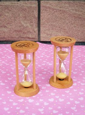 木质圆形沙漏3分钟计时器