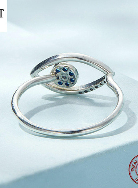 新款蓝色恶魔之眼活口戒指 异域民族风925银幸运之眼高端气质指环