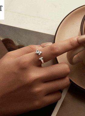 原创热卖款立体腊肠犬开口小狗戒指 简约动物925纯银高端首饰指环