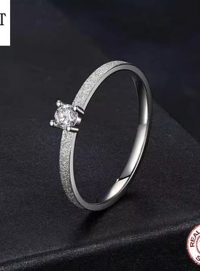 【送证书】简约时尚莫桑石戒指s925纯银轻奢饰品戒指女高端单戒女