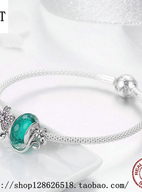 纯银成品欧美风女士手镯琉璃珠