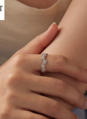 原创小清新雏菊莫桑石戒指女s925