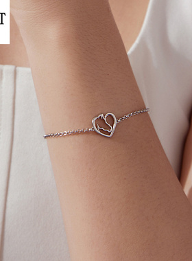 银姿韵热卖心形爱马s925纯银手链