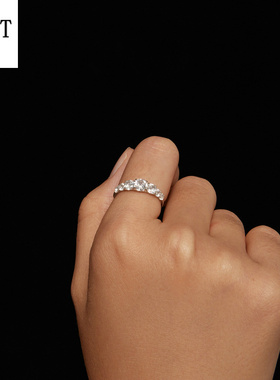 新款50分莫桑石戒指求婚 经典闪耀奢华爱心戒托925纯银婚戒配饰女