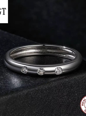 简约细闪莫桑石戒指s925纯银时尚个性高端百搭轻奢指环饰品女