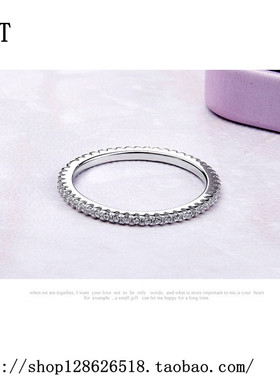 欧美风纯银女士镶钻戒指