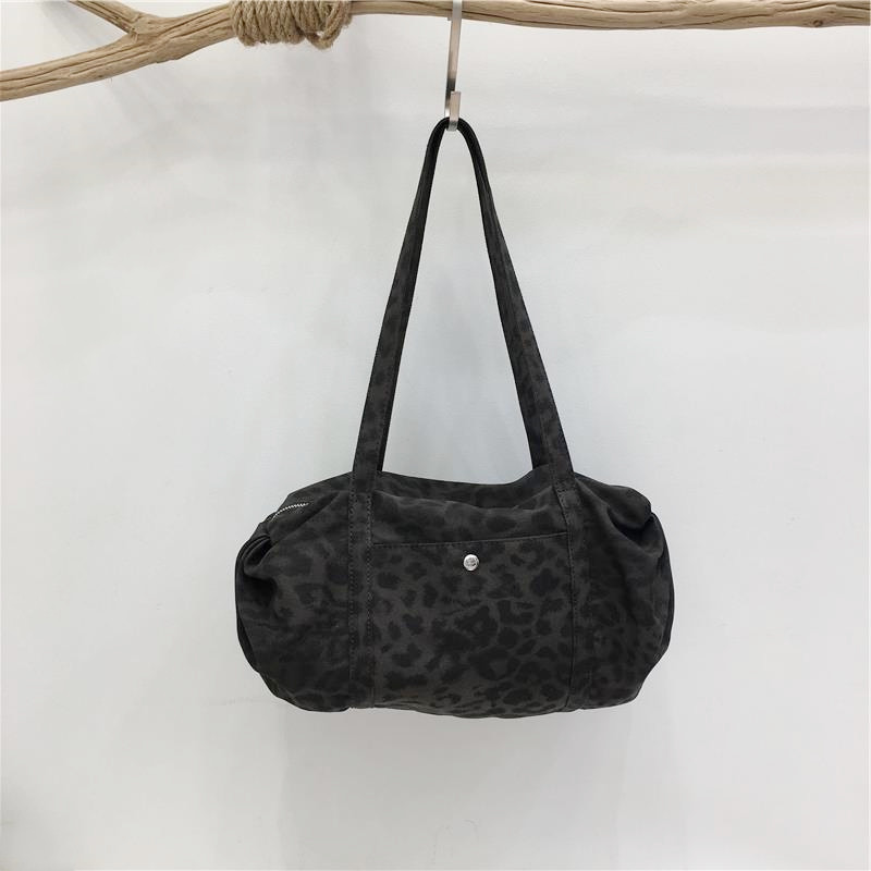 Small dirty cabinet South Korea Dongdaemun new leopard print canvas bag casual and versatile commuter portable shoulder tote bag