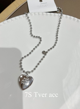 Tveracc 韩国进口正品爱心项链女轻奢小众高级感锁骨链 毛衣链