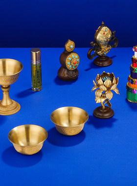 八供摆件铜供碗供杯香塔食子酥油花慧宝吉祥八供养菩萨八供套装